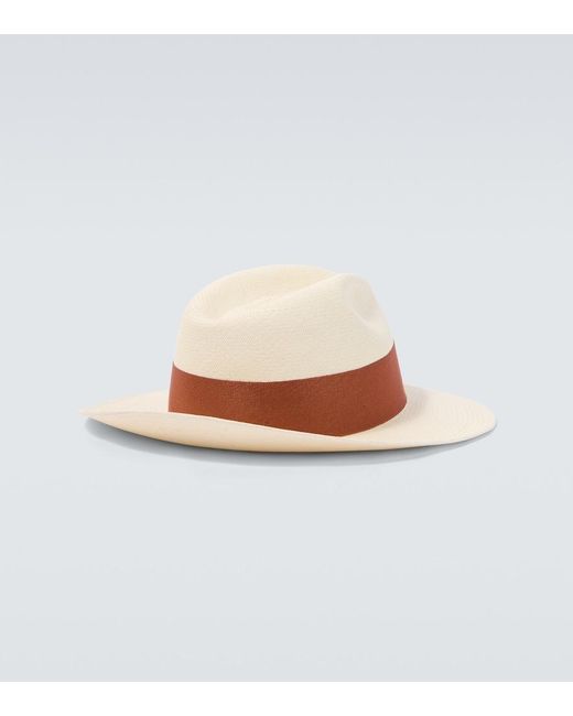 Frescobol Carioca White Rafael Straw Fedora for men