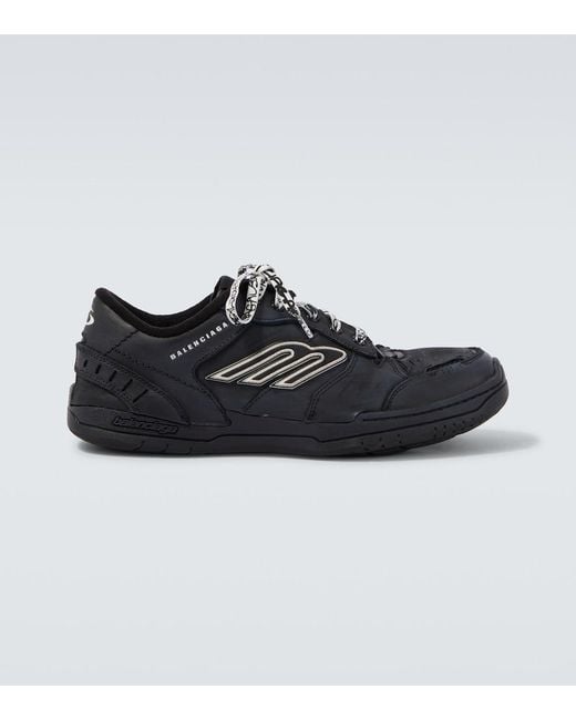 Balenciaga Black Hamptons Leather Sneakers for men