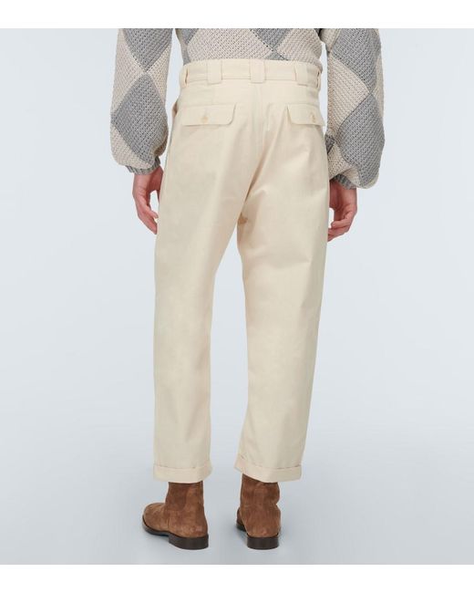 Adish Natural Embroidered Straight Cotton Pants for men