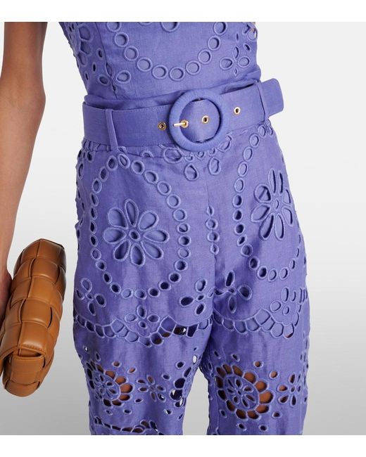 Zimmermann Purple Floral Pattern Bell-Bottoms