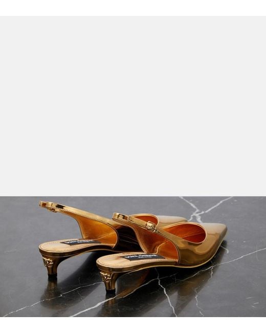 Dolce & Gabbana Metallic Patent Leather Slingback Pumps