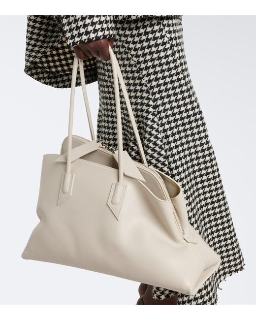 The Attico White La Passeggiata Medium Leather Tote Bag