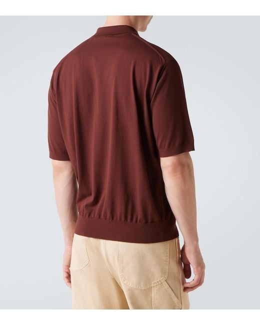 Auralee Red Cotton Polo Shirt for men