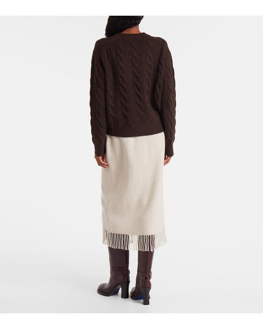 Polo Ralph Lauren Brown Cable-Knit Wool And Cashmere Sweater