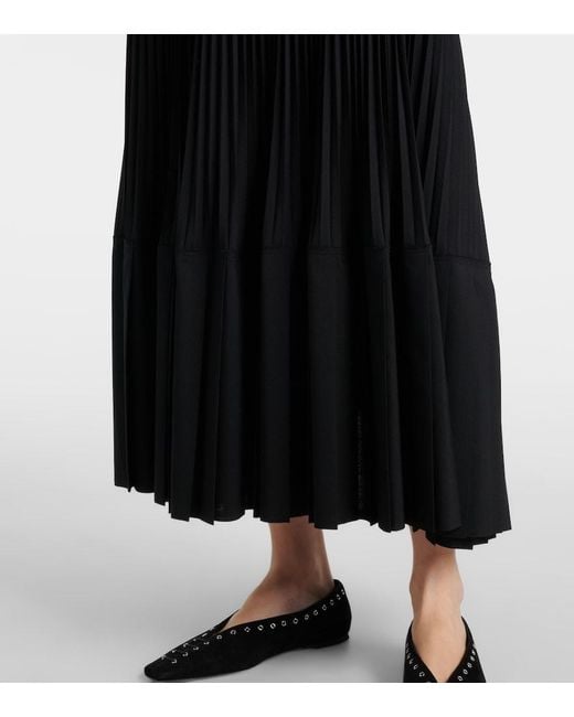 Junya Watanabe Black Plisse Wool-Blend Maxi Skirt