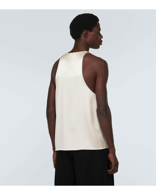 Saint Laurent Silk Satin Crepe Tank Top in White for Men | Lyst