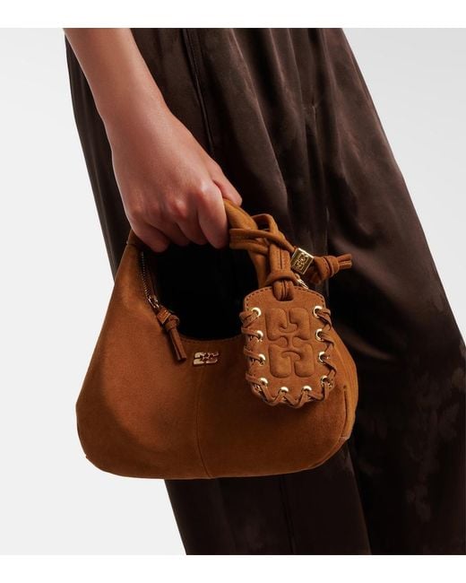 Ganni Brown Mini Top-Handle Bag