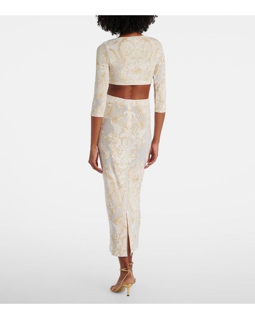 Roberto Cavalli Natural Printed Midi Skirt