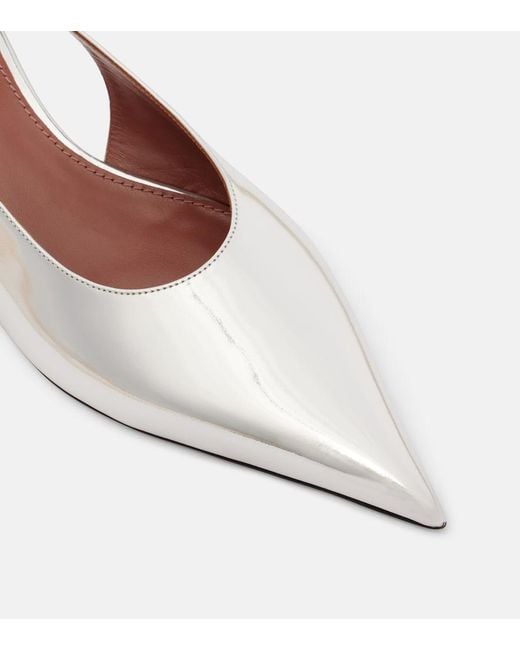 Paris Texas White Jessica Mirrored Leather Slingback Pumps