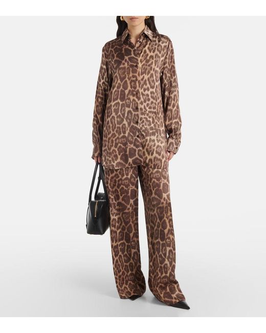 Stella McCartney Brown Leopard-Print Shirt