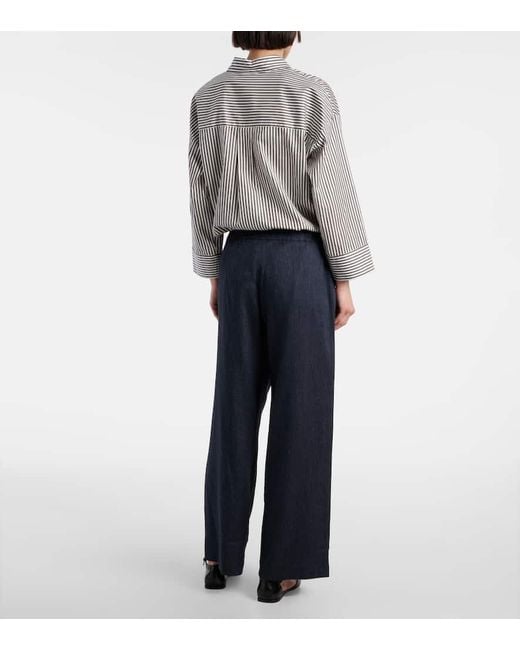 Max Mara Blue Max Mara Aris Linen-Blend Straight Pants