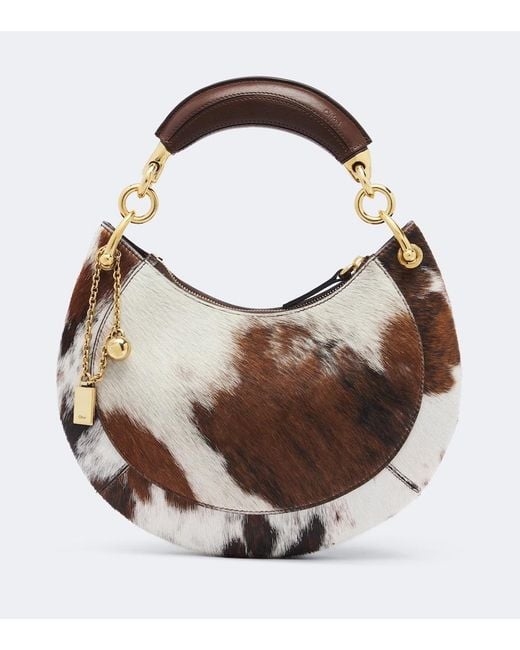 Chloé Brown Banana Small Calf Hair Top-Handle Bag
