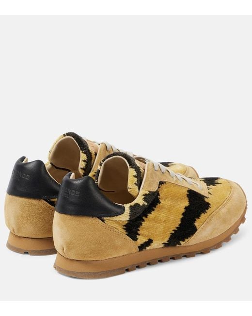 Le Monde Beryl Yellow Slim Runner Velvet And Suede Sneakers