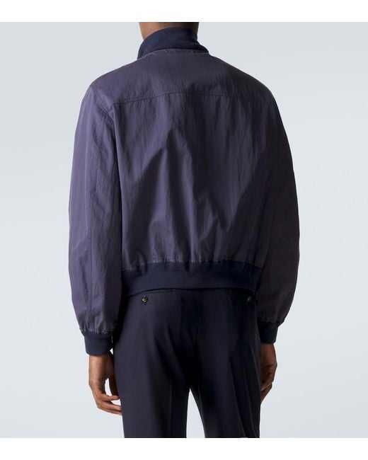 Dunhill Blue Cotton-Blend Twill Bomber Jacket for men
