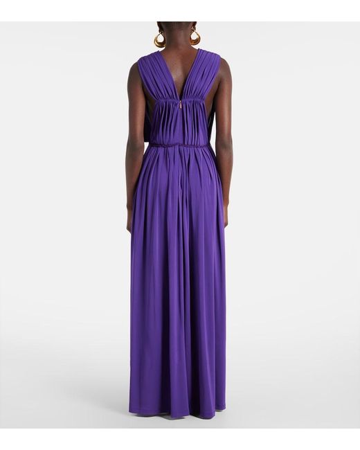 Max Mara Purple Walter Pleated Jersey Maxi Dress