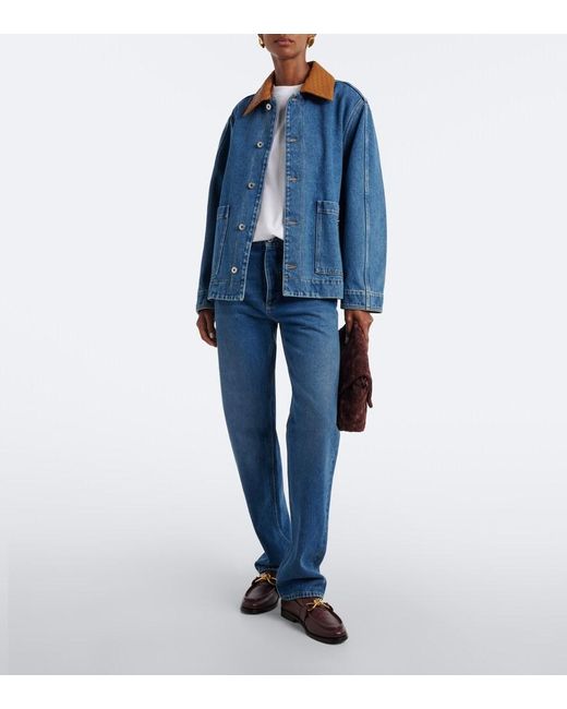 Bottega Veneta Blue Intrecciato Oversized Denim Jacket