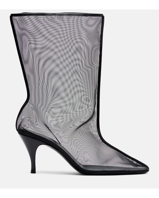 Herbert Levine Black Drawing A Blank 80 Mesh Mid-Calf Boots