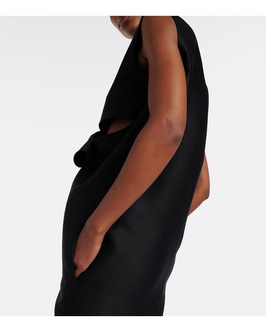 Balenciaga Black Cutout Crepe Satin Midi Dress