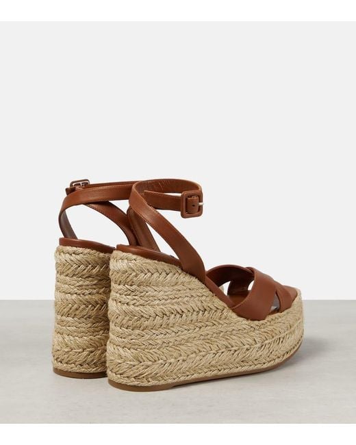 Christian Louboutin Brown Mariza Zeppa Leather Espadrille Sandals