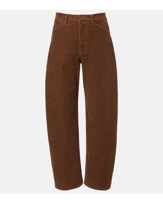 Nili Lotan Brown Tribeca Cotton-Blend Corduroy Barrel-Leg Pants