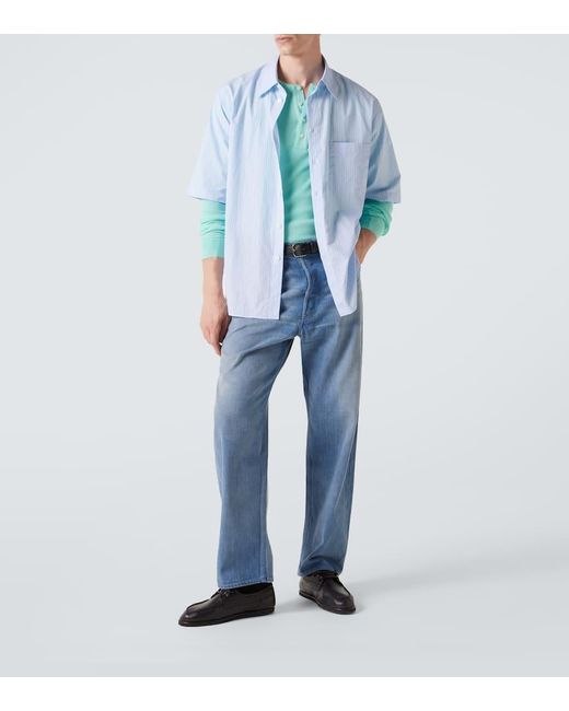 Camisa De Algodon A Rayas Auralee de hombre de color Blue