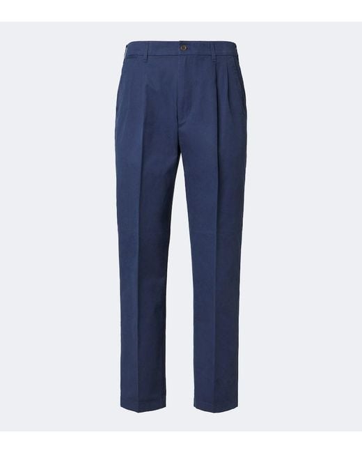 Dunhill Blue Cotton Twill Straight Chinos for men