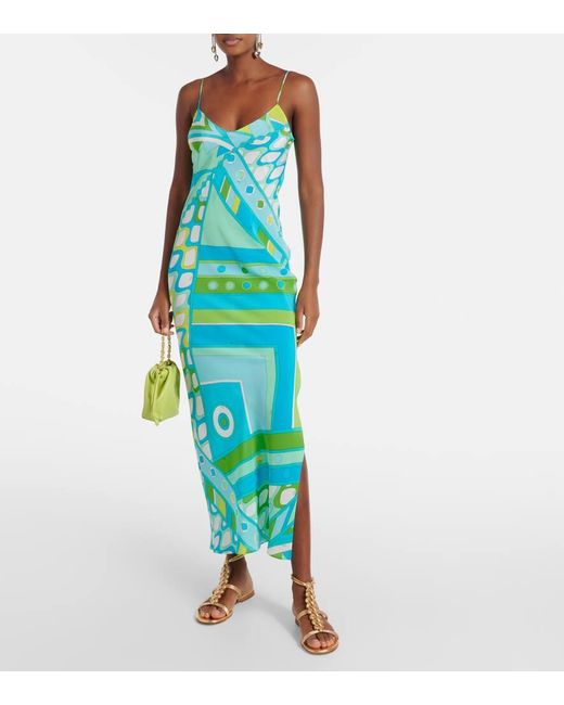 emilio pucci green dress 1960s Green Silk Print Emilio Pucci Dress – Shrimpton Couture main image 0