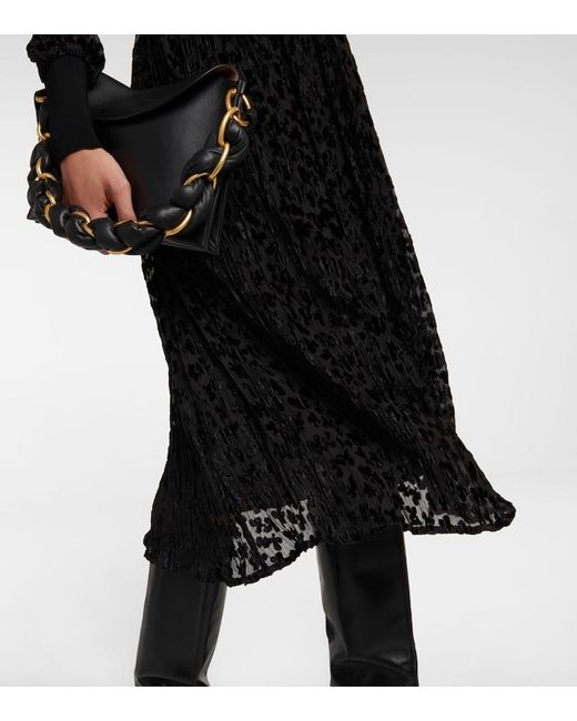 Tory Burch Black Velvet Devore Midi Dress