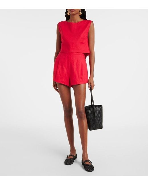 Posse Red Martina Linen Crop Top