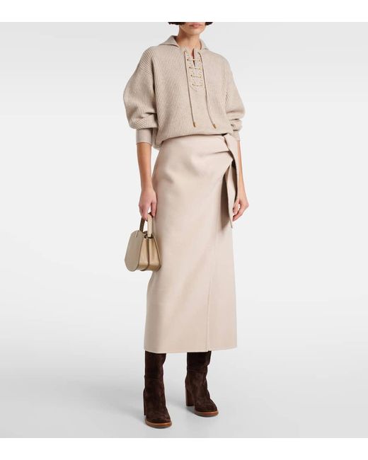 Jersey Con Capucha Eccelso De Cachemir Y Lana Max Mara de color Natural