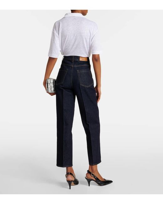 Loro Piana Blue High-Rise Cropped Straight Jeans