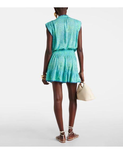 Poupette Blue Estelle Printed Ruffled Minidress