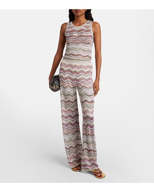 Missoni Gray Zigzag Sequined Lame Top