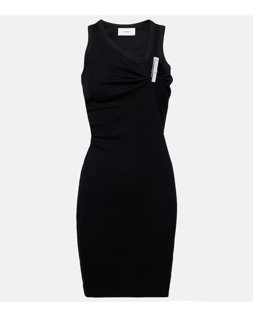 Coperni Black Washing Clip Cotton Jersey Minidress