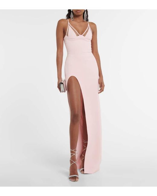 David Koma Pink Side-slit Maxi Dress