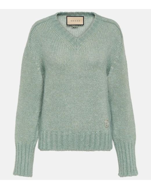 Gucci Green Interlocking G Mohair-blend Sweater