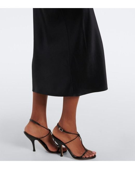 Joseph Black Cloe Silk Satin Midi Dress