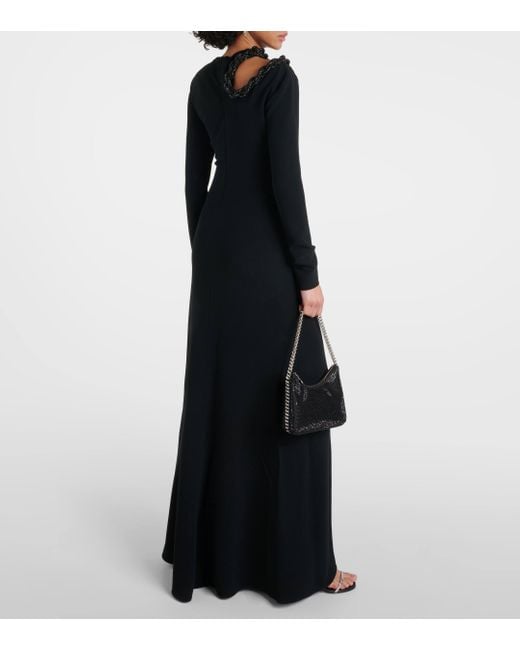 Robe longue a cristaux Stella McCartney en coloris Black