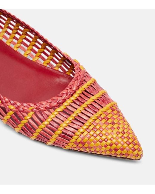 Gabriela Hearst Red Aurora Woven Leather Ballet Flats