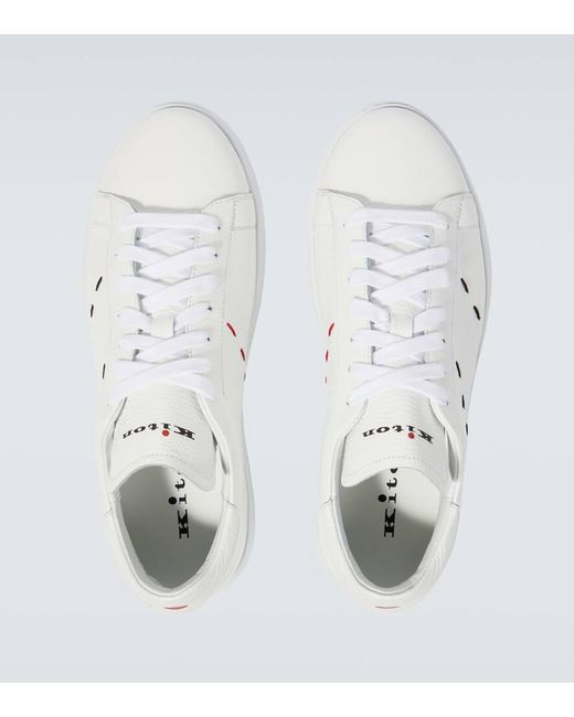 Kiton White Leather Sneakers for men