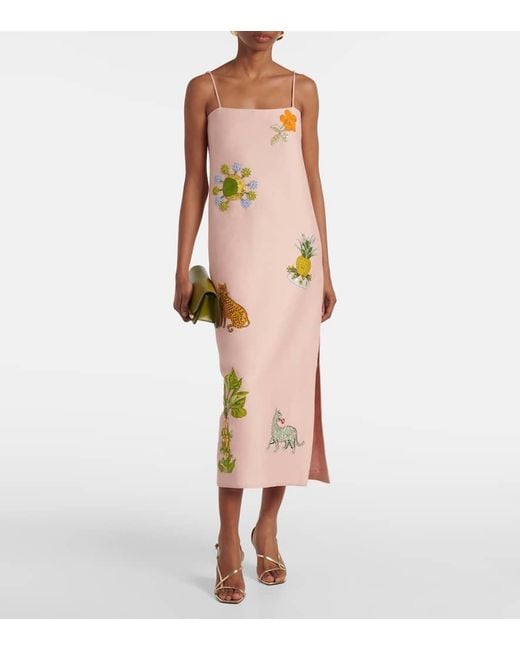 ALÉMAIS Pink Hazel Printed Linen-Blend Maxi Dress