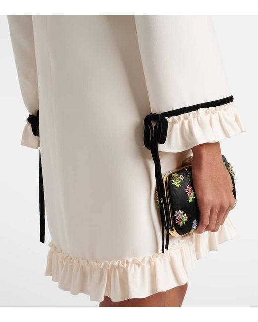 Valentino Natural Besticktes Minikleid Aus Crepe Couture