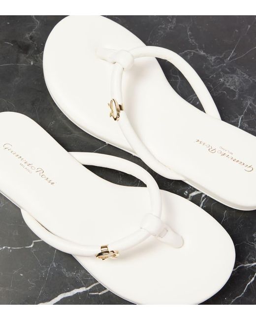 Gianvito Rossi White Juno Leather Thong Sandals