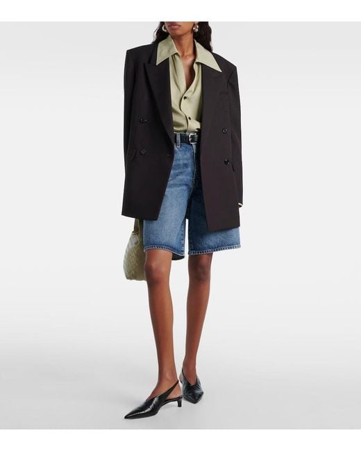 Agolde Blue Risha Low-Rise Denim Bermuda Shorts
