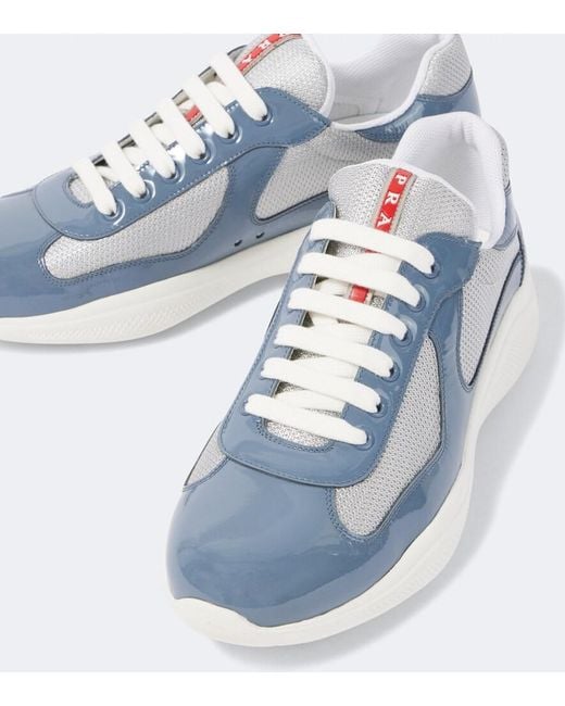 Prada Blue America's Cup Patent Leather Sneakers for men