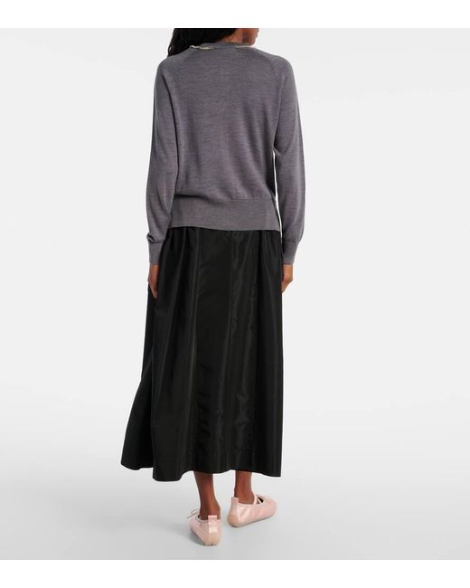 Simone Rocha Gray Embellished Wool And Silk Cardigan