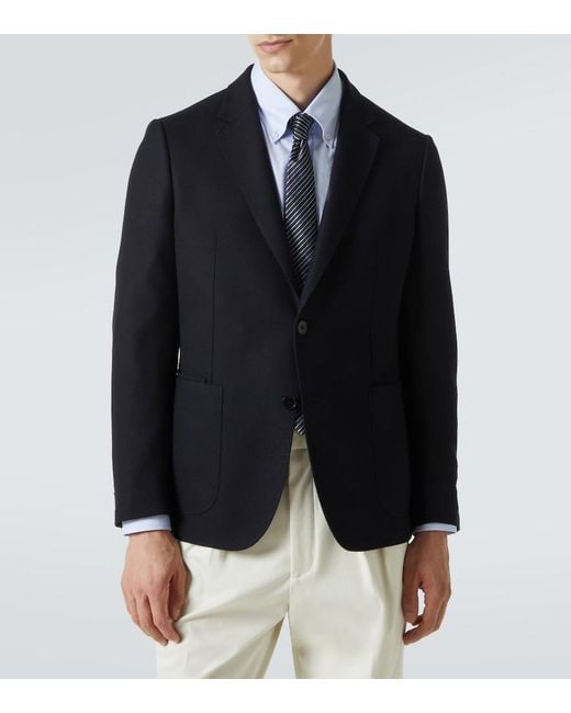 Zegna Blue Single-Breasted Wool Blazer for men