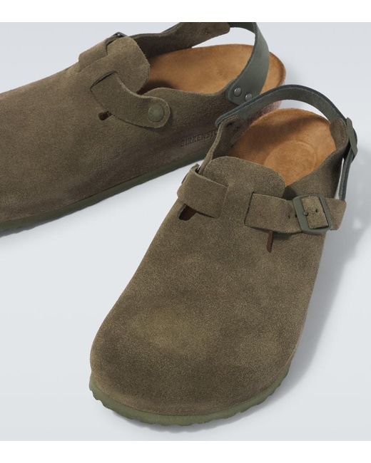 Birkenstock Green Tokio Leve Suede Clogs for men
