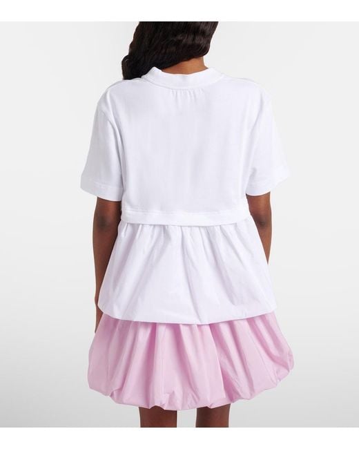 Patou White Cotton Jersey And Faille T-Shirt