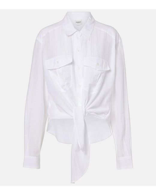 Isabel Marant White Nath Cotton-Blend Top